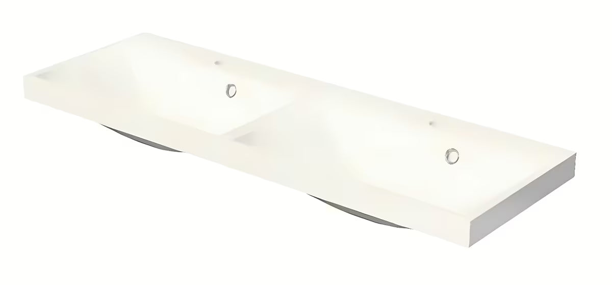 Beli za kopalniško pohištvo dvojni umivalnik Naturel Cube Way 120 x 40 cm iz litega marmorja z dvema odprtinama pro za armaturo