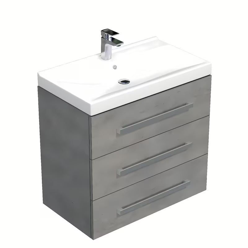 Viseča kopalniška omarica SAT Cube Way s keramičkim umivaonikom u imitaciji betona