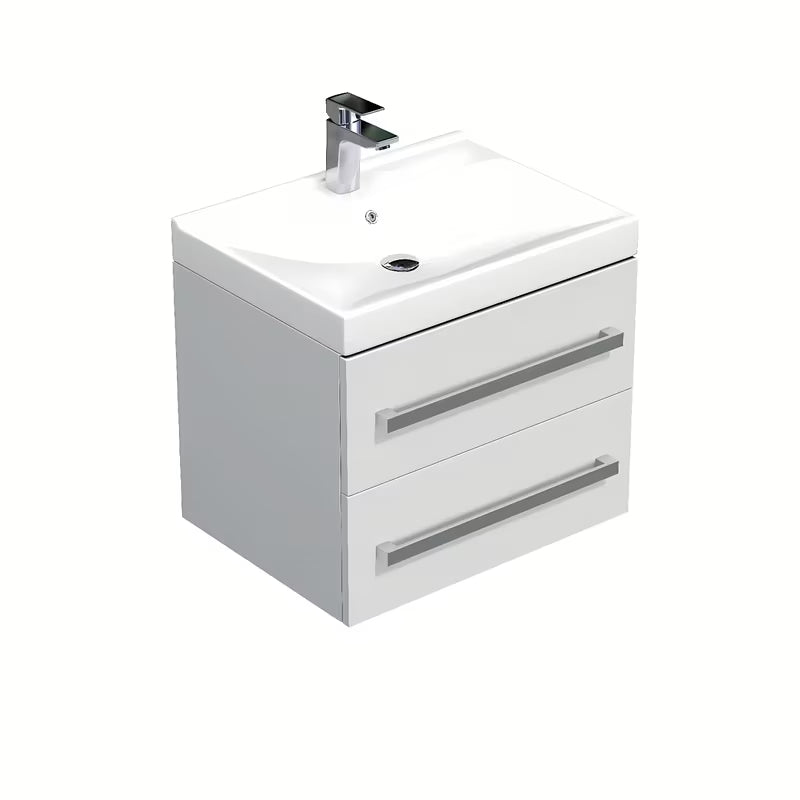 Viseča kopalniška omarica SAT Cube Way s keramičkim umivaonikom u bijelom sjaju