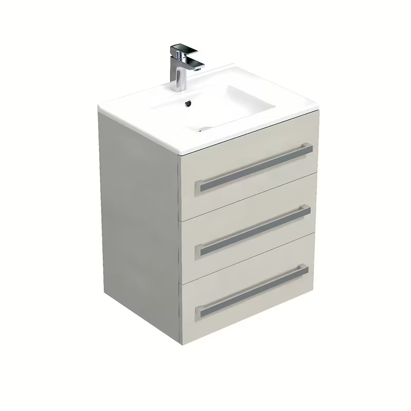 Viseča kopalniška omarica Naturel Cube Way s keramičkim umivaonikom u dekoru hrasta chamonix