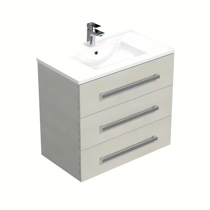 Viseča kopalniška omarica Naturel Cube Way s keramičkim umivaonikom u dekoru hrasta chamonix