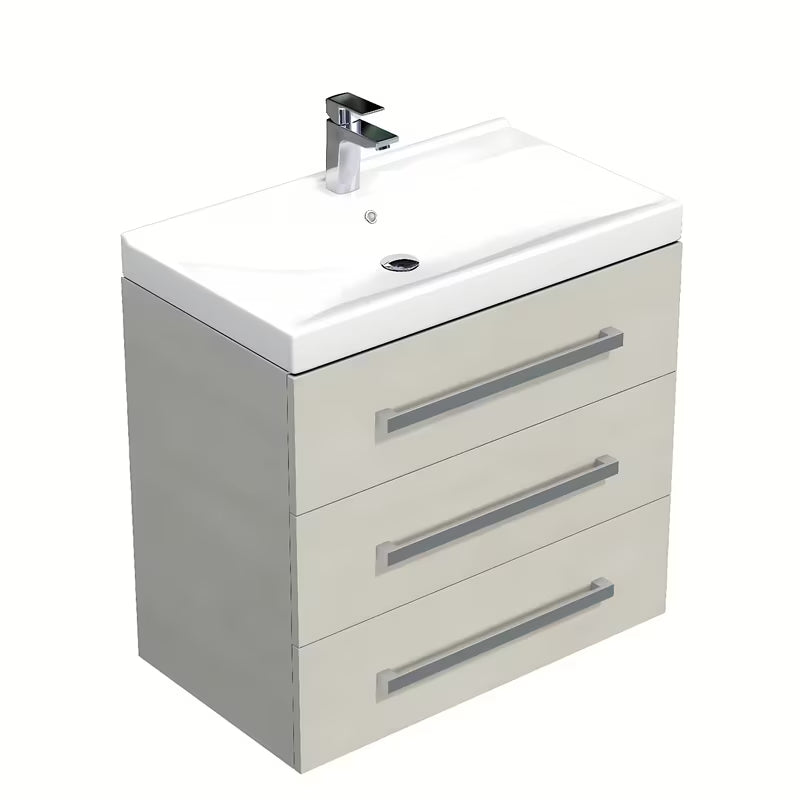 Viseča kopalniška omarica Naturel Cube Way s keramičkim umivaonikom u dekoru hrasta chamonix