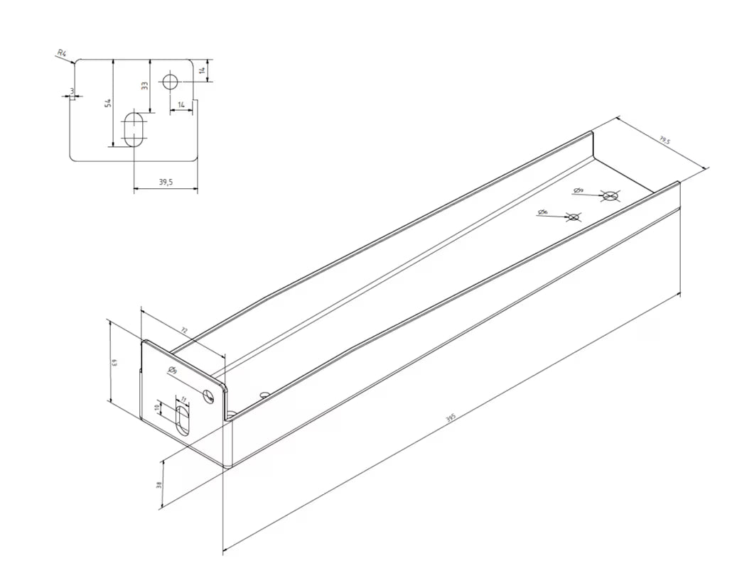 Skrivena pocinčana konzola Naturel Dolce pro za vješanje ploče za umivaonik ili polica.