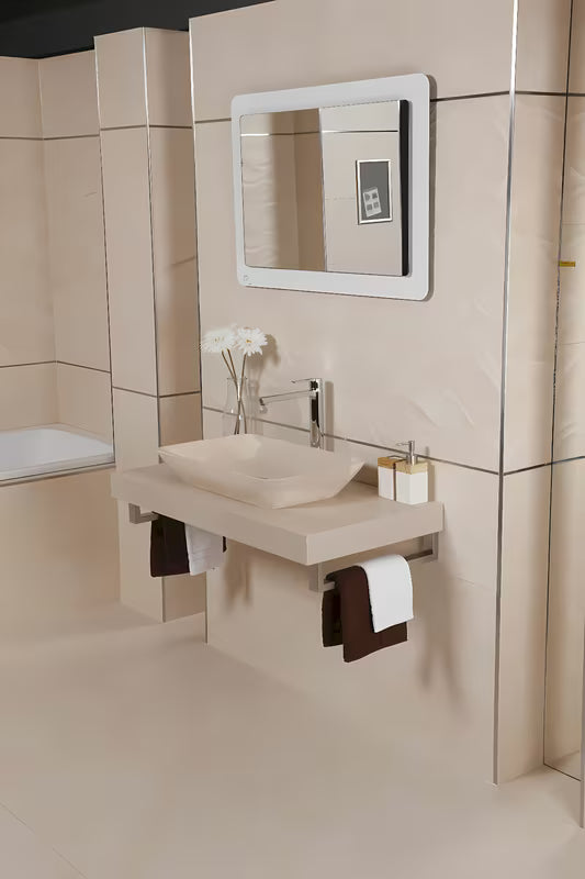 Inox konzola Naturel Dolce u izvedbi Supersteel pro za zidnu montažu ploče s umivaonikom.