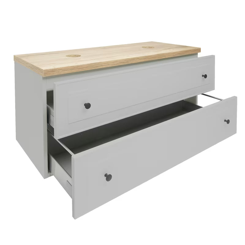 Viseča kopalniška omarica Naturel Forli u sivoj mat boji s pločom u dekoru hrasta Halifax