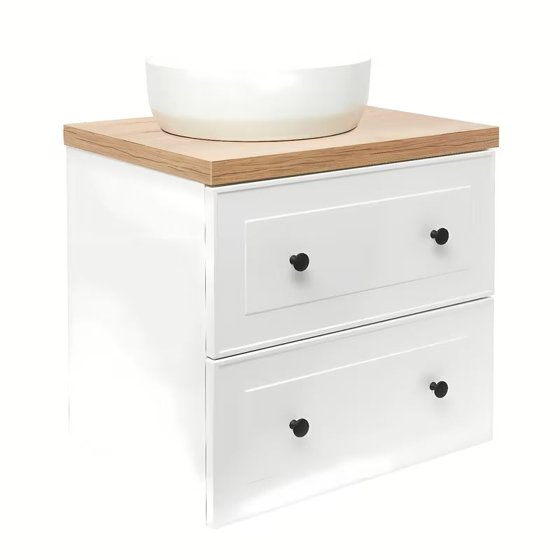 Bijela viseča omarica pod umivalnikom Naturel Forli s pločom u dekoru hrasta Halifax