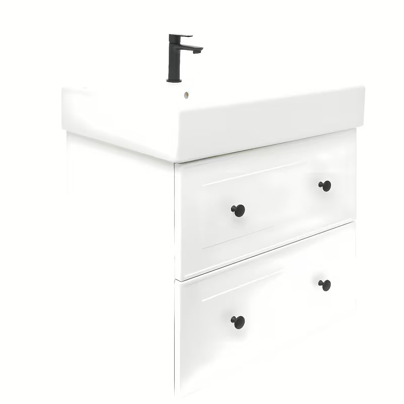 Bijela viseča kopalniška omarica Naturel Forli s keramičkim umivaonikom 60 cm