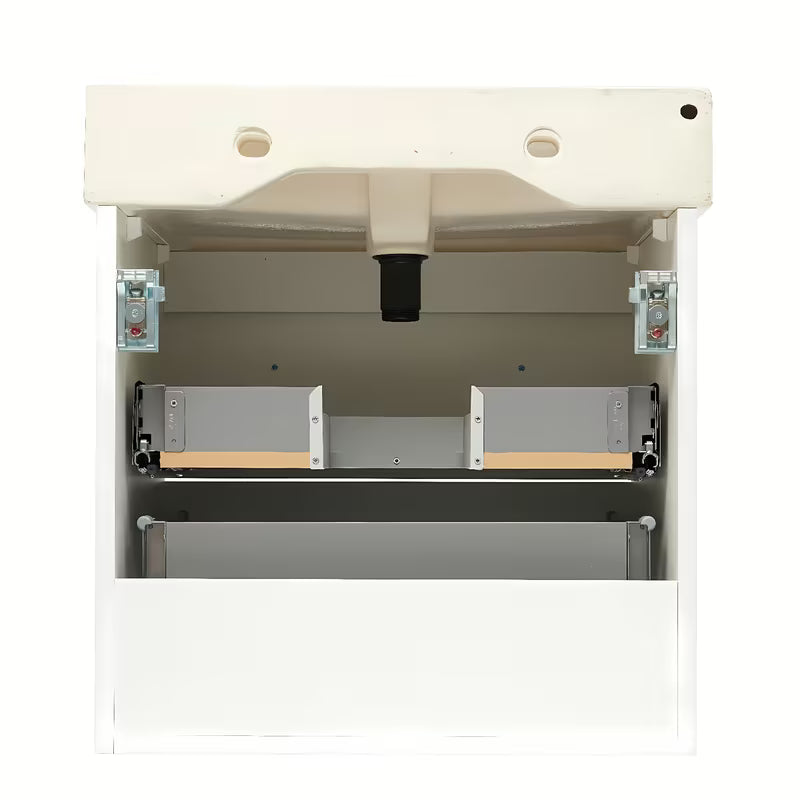 Bijela viseča kopalniška omarica Naturel Forli s keramičkim umivaonikom 60 cm