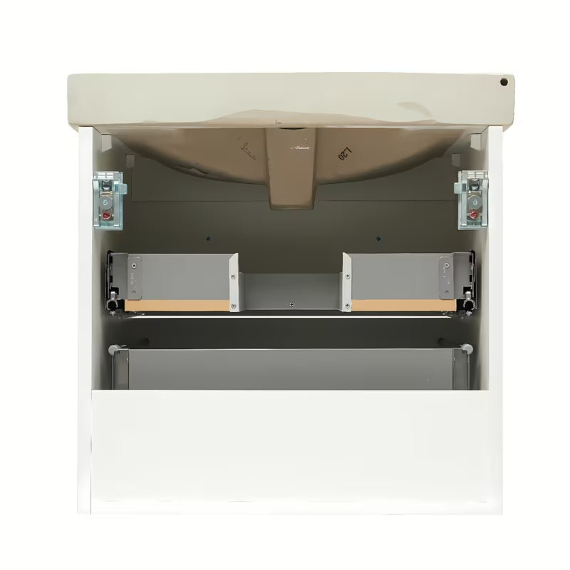 Bijela viseča kopalniška omarica Naturel Forli s keramičkim umivaonikom za namještaj