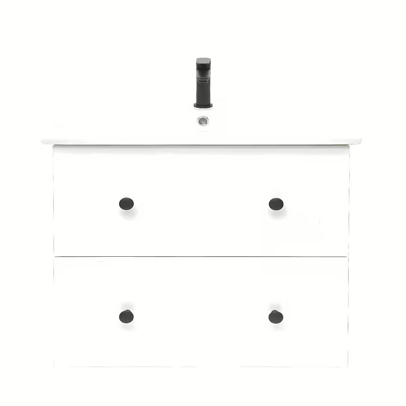 Bijela kopalniška omarica Naturel Forli s keramičkim umivaonikom u modernom, jednostavnom dizajnu