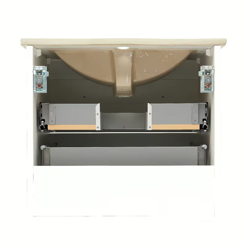 Bijela kopalniška omarica Naturel Forli s keramičkim umivaonikom u modernom, jednostavnom dizajnu