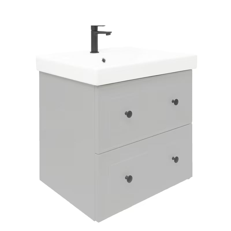 Viseča kopalniška omarica s keramičkim umivaonikom Naturel Forli u sivoj mat boji