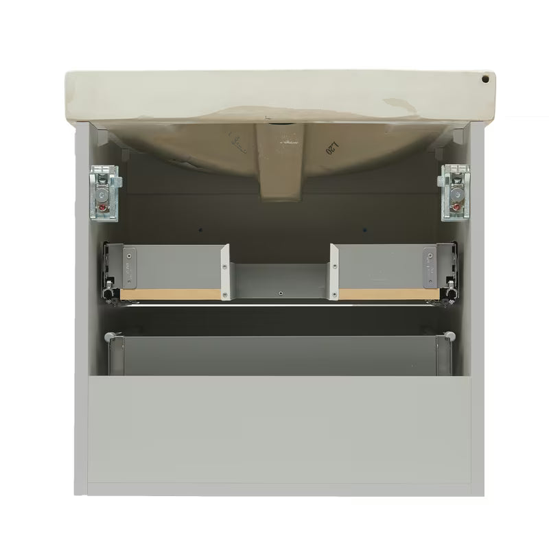 Viseča kopalniška omarica s keramičkim umivaonikom Naturel Forli u mat sivoj boji