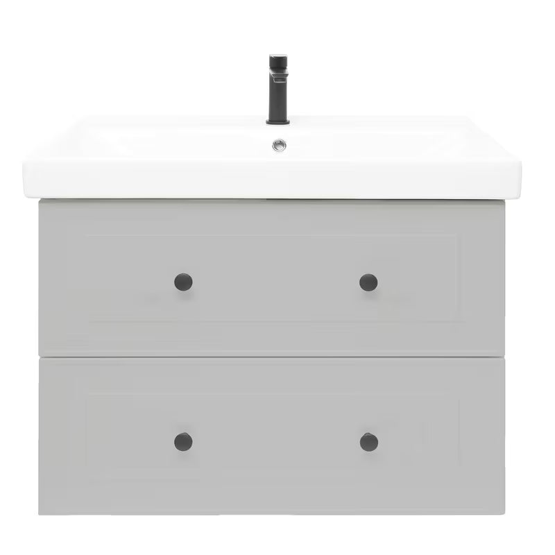 Viseča kopalniška omarica s keramičkim umivaonikom Naturel Forli u mat sivoj boji