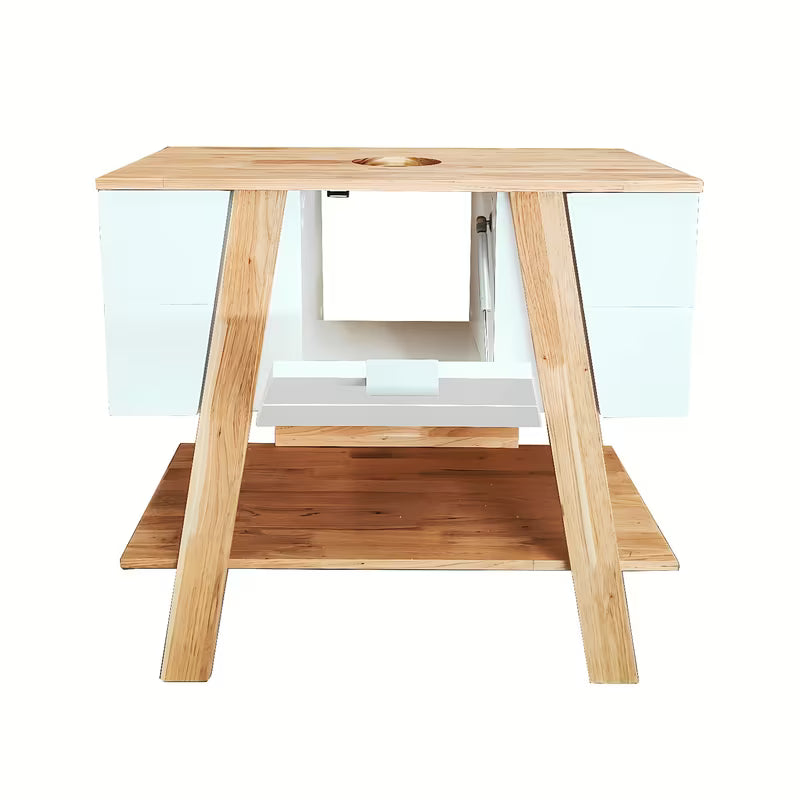 Stoječa kopalniška omarica pod umivalnik na pult Naturel Home 80x73x46 cm v barvi oreh/bela.