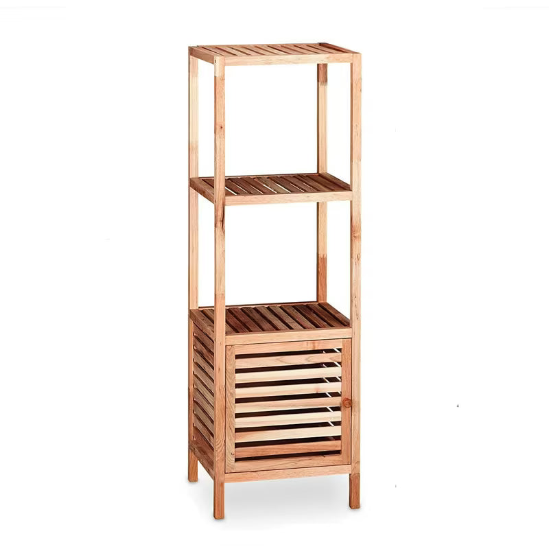 Stoječa regal Naturel Home u dekoru oraha s mat površinom od masivnog drva.