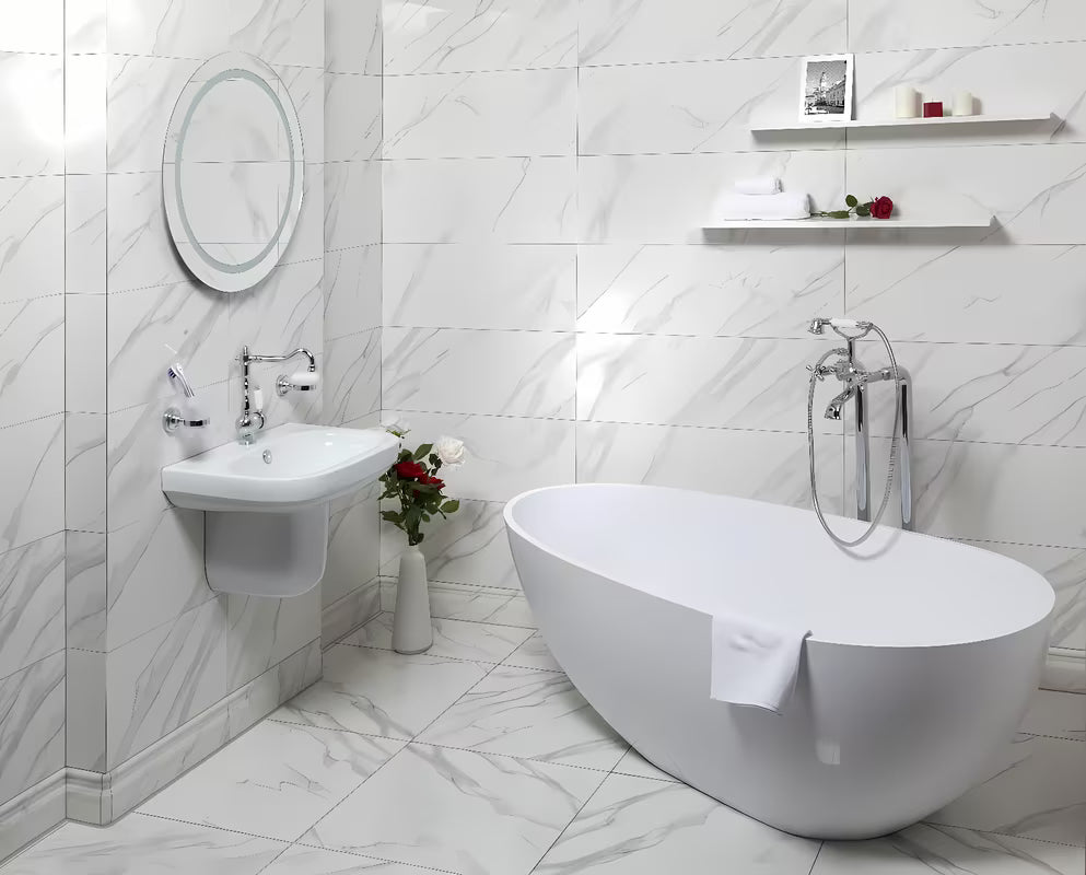 Okruglo LED ogledalo Naturel Iluxit 67 cm s hladnim bijelim osvjetljenjem brez stikala