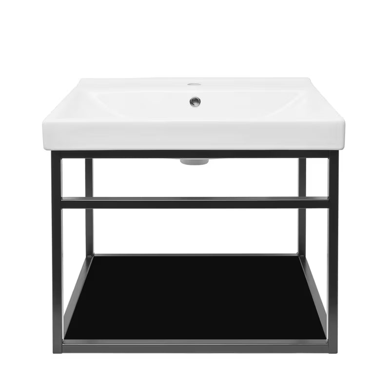 Crna kopalniška omarica Naturel Industrial s keramičkim umivaonikom i crnom policom