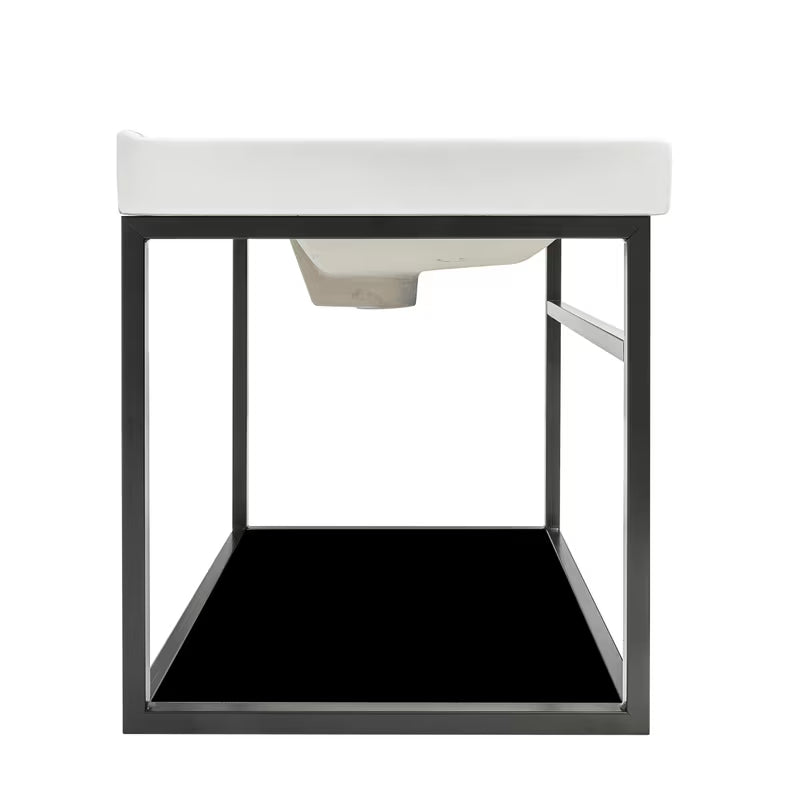 Crna kopalniška omarica Naturel Industrial s keramičkim umivaonikom i crnom policom