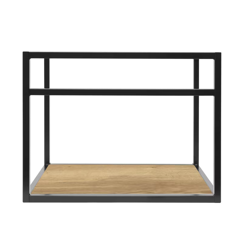 Crna kopalniška omarica s keramičkim umivaonikom Naturel Industrial s policom u dekoru hrasta