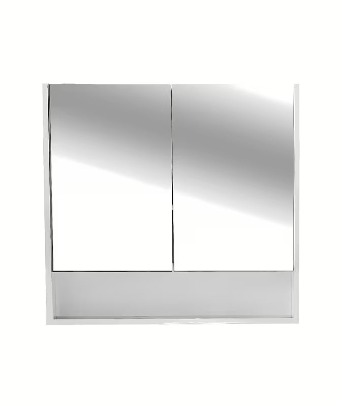 Bela omarica z ogledalom Naturel Lucca 80x75 cm z zrcalnimi vrati in notranjimi policami