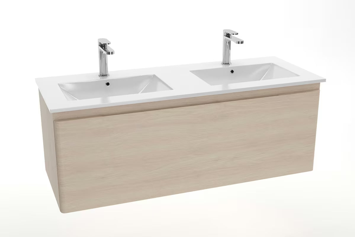 Naturel Modena za kopalniško pohištvo dvojni umivalnik od bijele keramike, dimenzija 121x46 cm