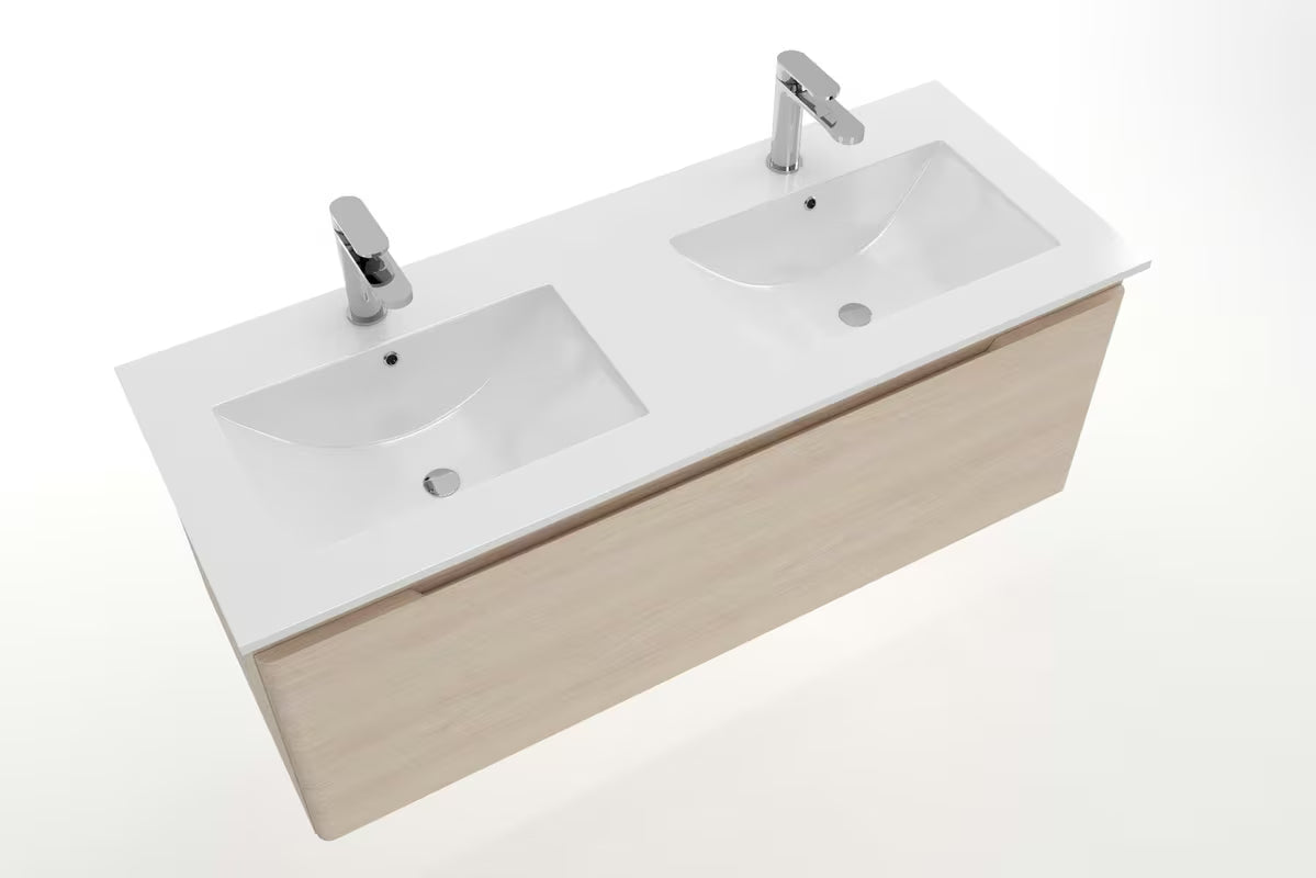 Naturel Modena za kopalniško pohištvo dvojni umivalnik od bijele keramike, dimenzija 121x46 cm