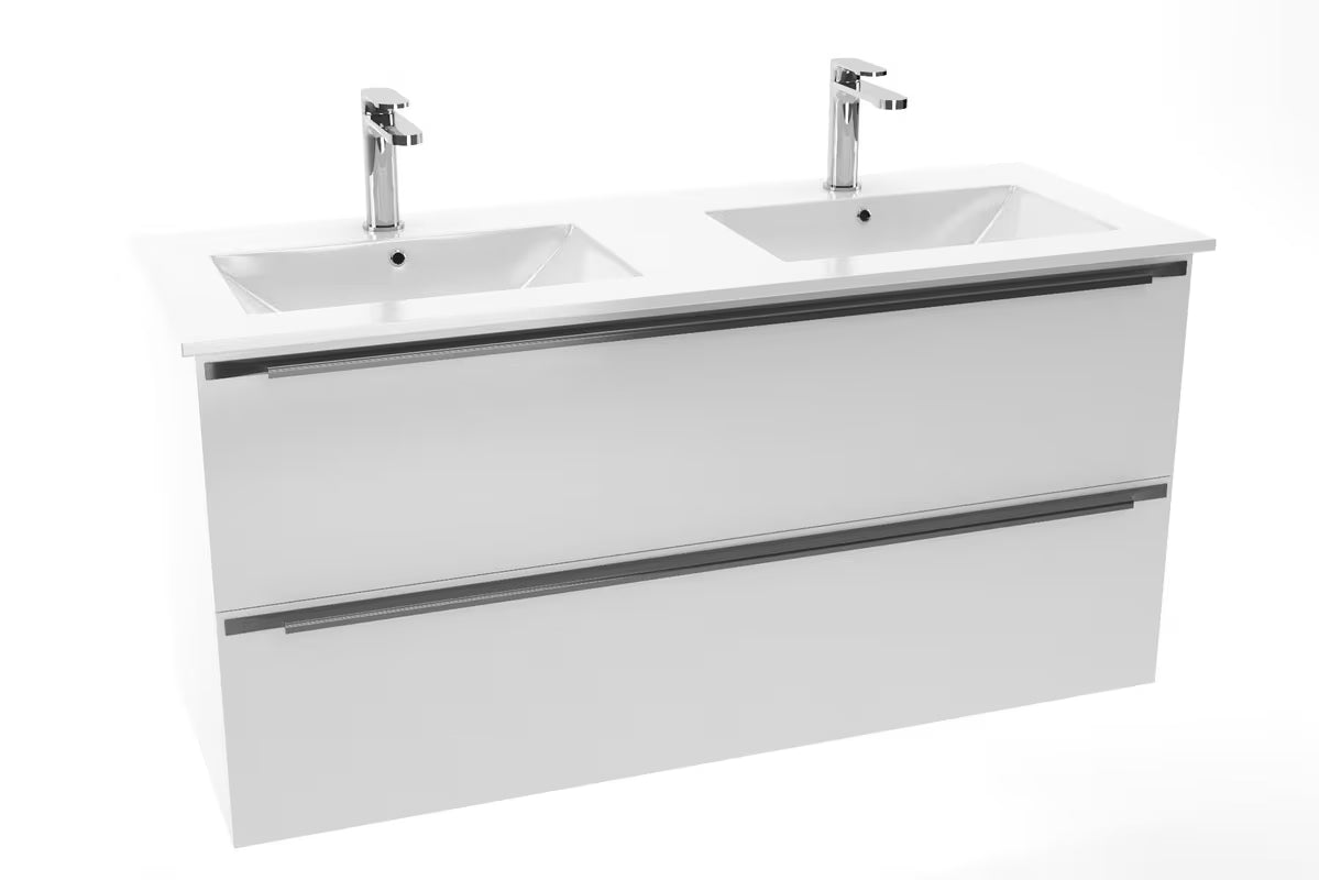 Naturel Modena za kopalniško pohištvo dvojni umivalnik od bijele keramike, dimenzija 121x46 cm