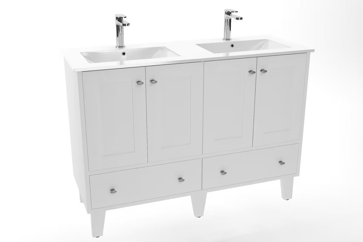 Naturel Modena za kopalniško pohištvo dvojni umivalnik od bijele keramike, dimenzija 121x46 cm