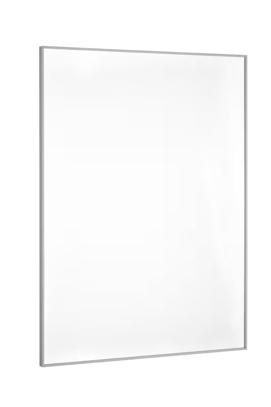 Pravokotno stensko ogledalo 73x85 cm v aluminijastem okvirju, primerno za kopalnico.
