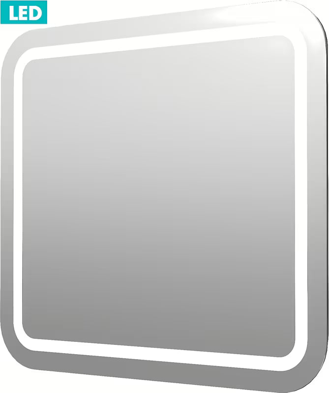 Kvadratno LED ogledalo Naturel Pavia 60x60 cm z osvetlitvijo po obodu in fasetiranimi robovi