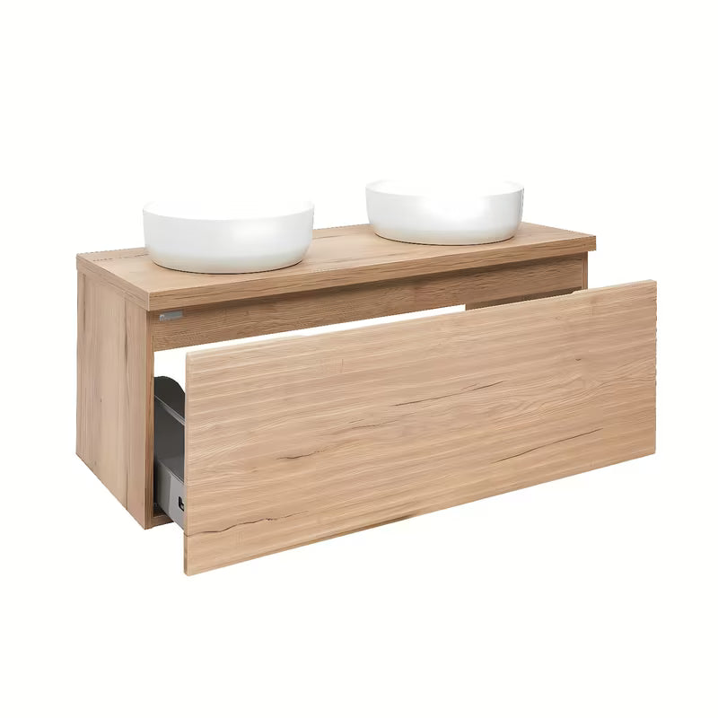 Viseča kopalniška omarica Naturel Savona u dekoru hrasta s pokrivno ploščo i mat površinom