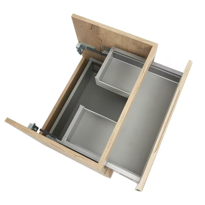 Viseča kopalniška omarica Naturel Savona s keramičnim umivalnikom v dekorju hrast halifax