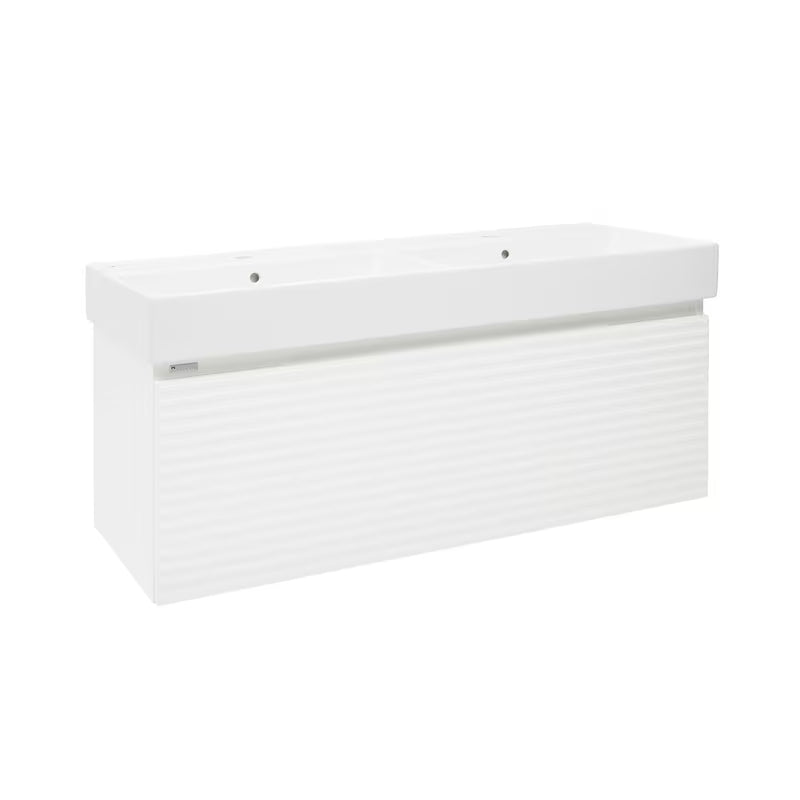 Viseča kopalniška omarica Naturel Savona s keramičkim dvostrukim umivaonikom u bijelom sjaju