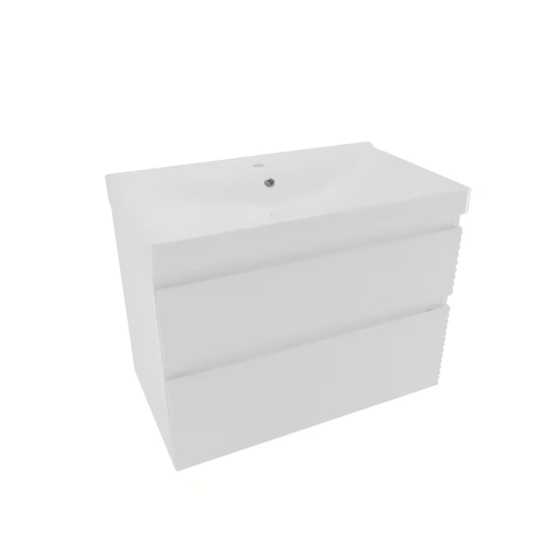 Viseča kopalniška omarica Naturel Savona s keramičkim umivaonikom u bijelom sjaju