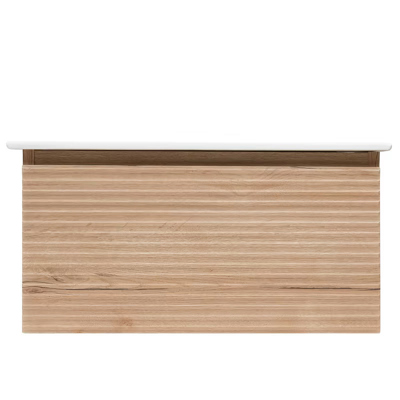 Viseča kopalniška omarica Naturel Savona s keramičkim umivaonikom u dekoru hrasta halifax mat