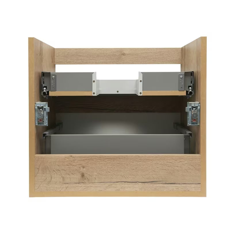 Viseča kopalniška omarica s keramičkim umivaonikom Naturel Savona u dekoru hrasta halifax mat