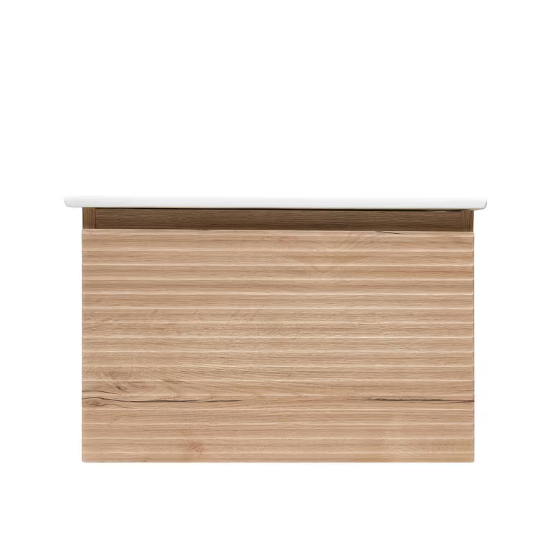 Viseča kopalniška omarica s keramičkim umivaonikom Naturel Savona u dekoru hrasta halifax mat