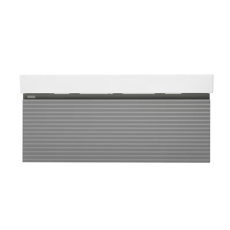 Viseča kopalniška omarica Naturel Savona s keramičkim dvostrukim umivaonikom u mat sivoj izvedbi