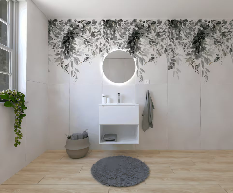 Koupalniški sestav Naturel Stilla u bijelom sjaju z umivalnikom i LED ogledalom