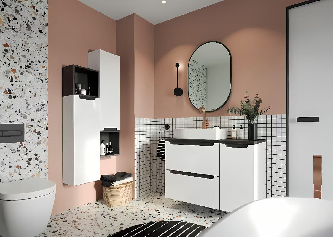 Bijela viseča kopalniška omarica Naturel Stilla 80x30x45 cm s jednom ladicom