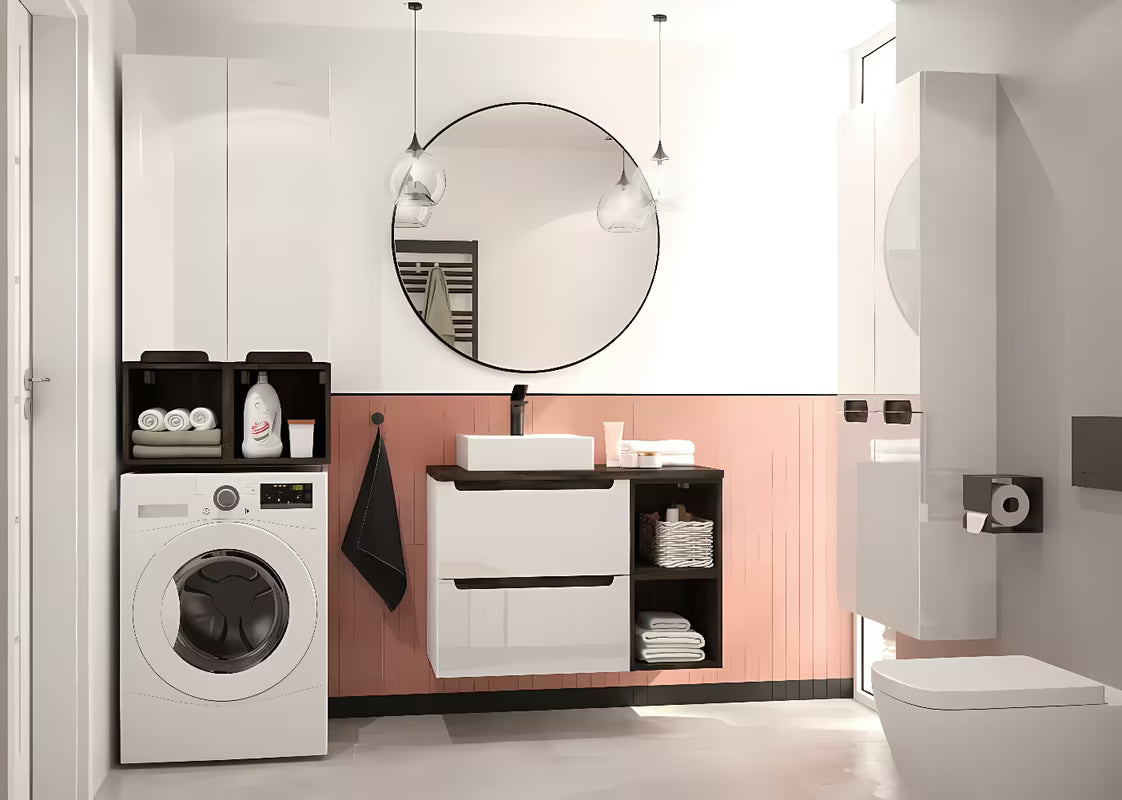 Bijeli viseča kopalniška omarica Naturel Stilla 80x30x45 cm s jednom ladicom