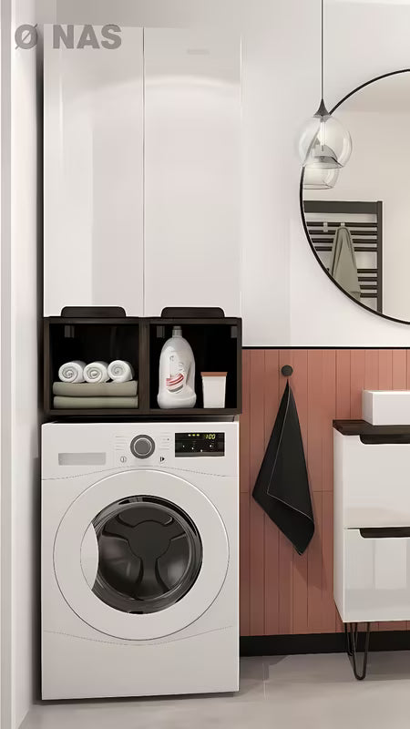 Crni viseči policni škatla Naturel Stilla 30x30x44 cm za kupaonicu