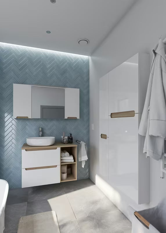 Smeđa viseča kopalniška omarica Naturel Stilla, policni škatla 30x30x44 cm