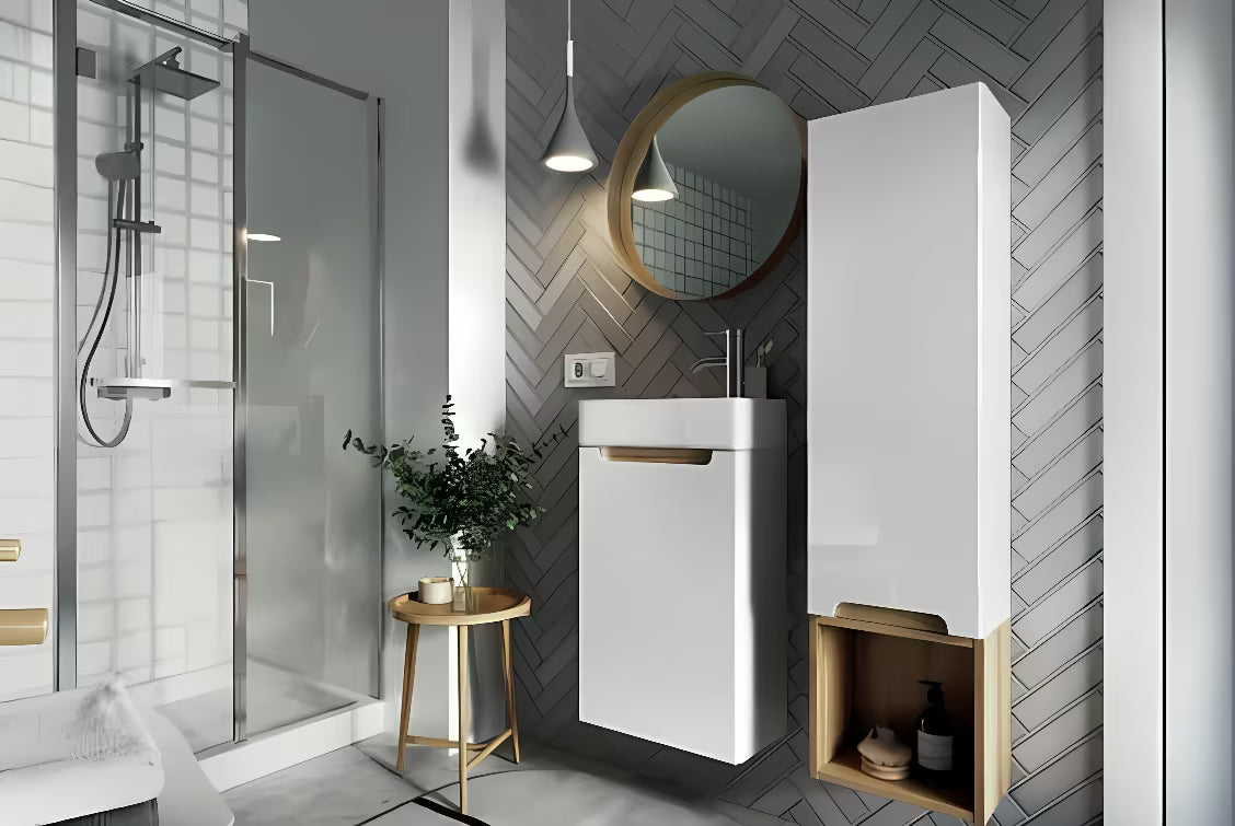 Smeđi viseči policni škatla Naturel Stilla za kupaonicu dimenzija 30x30x20 cm