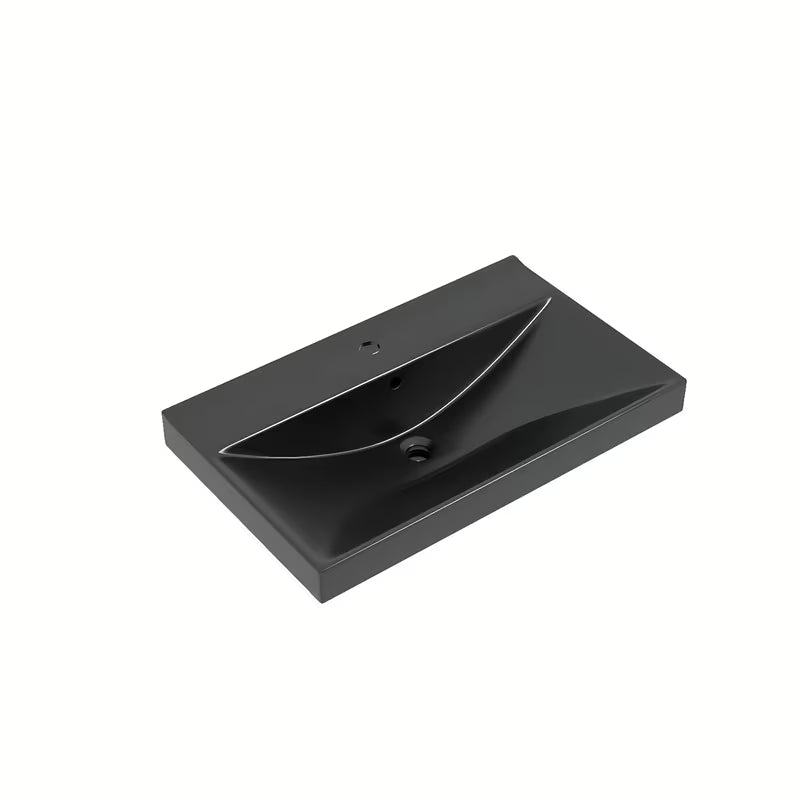 Keramički pohištveni umivalnik Naturel Stilla u crnoj mat boji s preljevom i otvorom pro slavinu