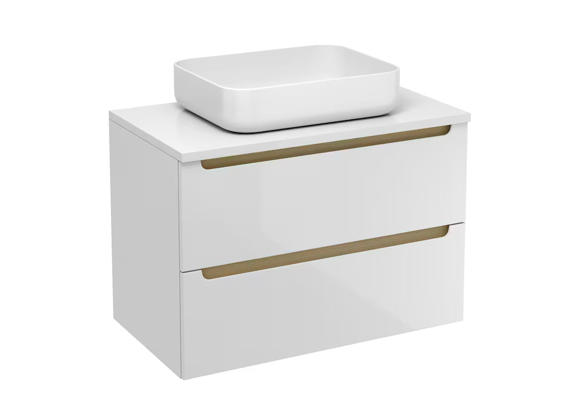 Bijeli viseča omarica pod umivalnikom Naturel Stilla s dvije ladice 80x60x45 cm