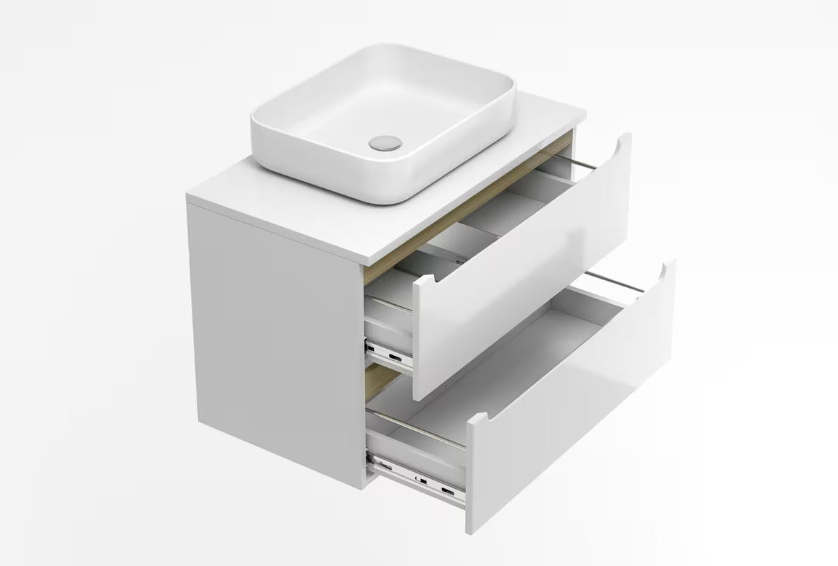 Bijeli viseča omarica pod umivalnikom Naturel Stilla s dvije ladice 80x60x45 cm