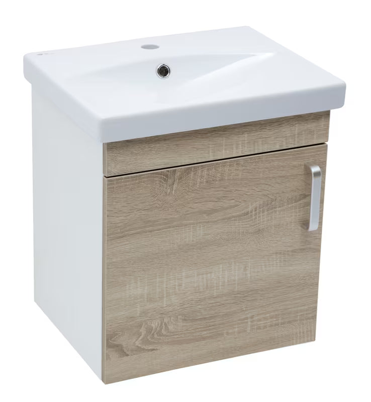 Viseča kopalniška omarica s keramičkim umivaonikom Naturel Vario Dekor u dekoru hrast bardolino mat