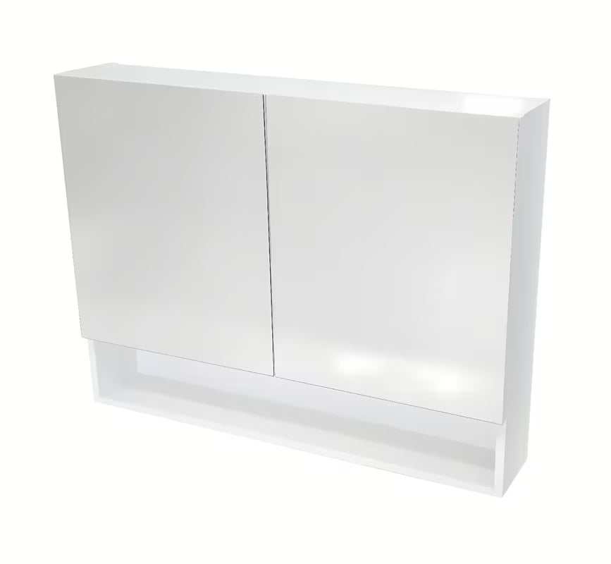 Omarica z Ogledalom Naturel Vario v beli mat barvi z zrcalnimi vrati